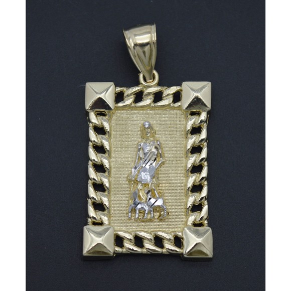 Real Solid 10K Yellow Gold Saint Lazarus Medallion Diamond Cut Pendant 6.0gr - Picture 1 of 8